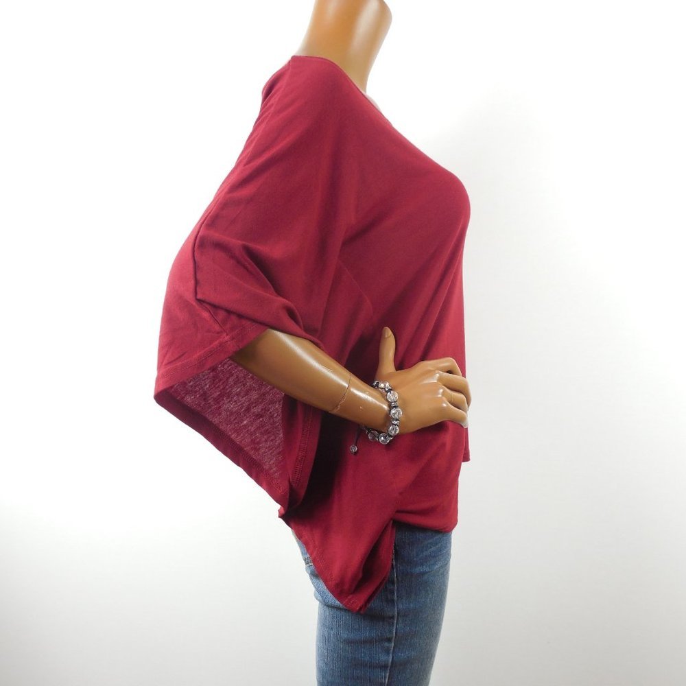 MEA Top XL NWT Kimono Shirt Red Short Sleeves Stretch Relaxed Boxy Fit - Picture 3 of 8